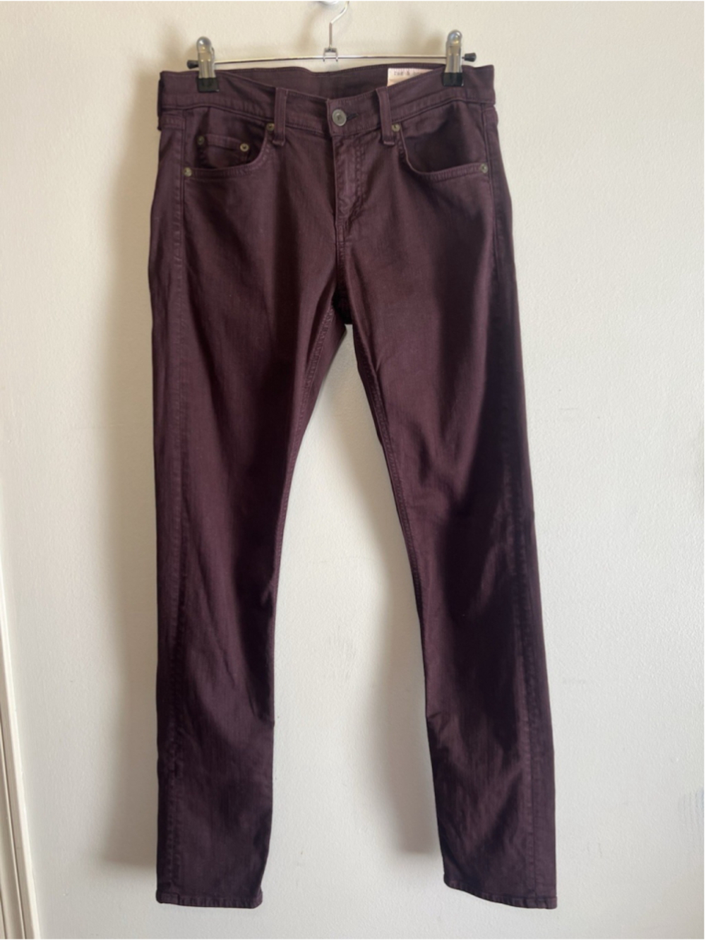 RAG & BONE Jeans Burgundy Slim Fit Boyfriend Stretch Modern Women’s Size 26 - Picture 2 of 15